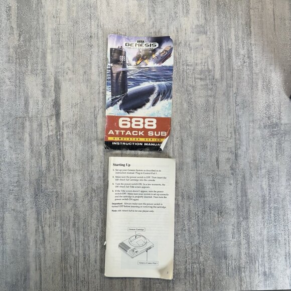 Sega Genesis 688 Attack Sub Complete In Box Tested and Working - Picture 5 of 8